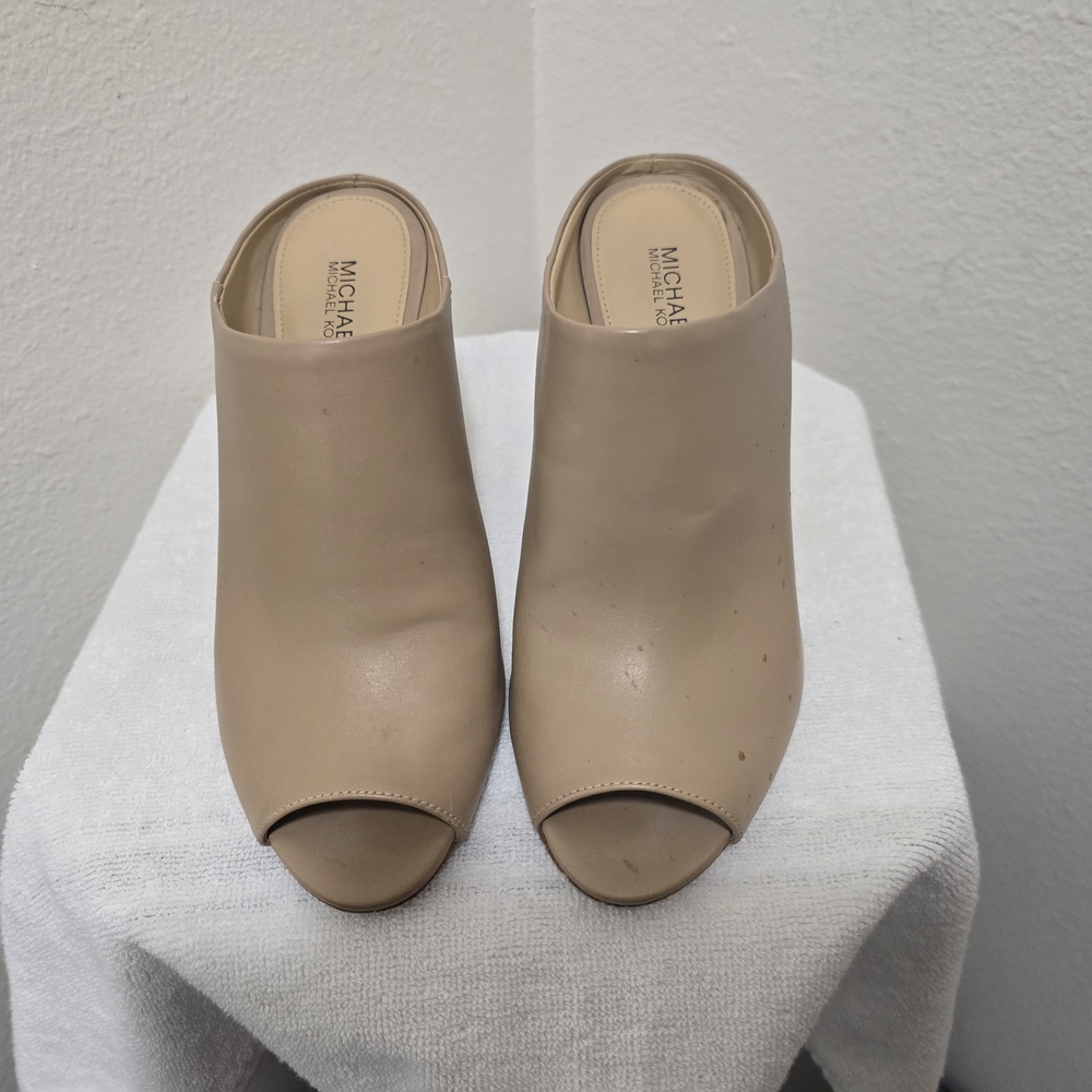 Michael Kors Women's Tan Peep Toe Mules